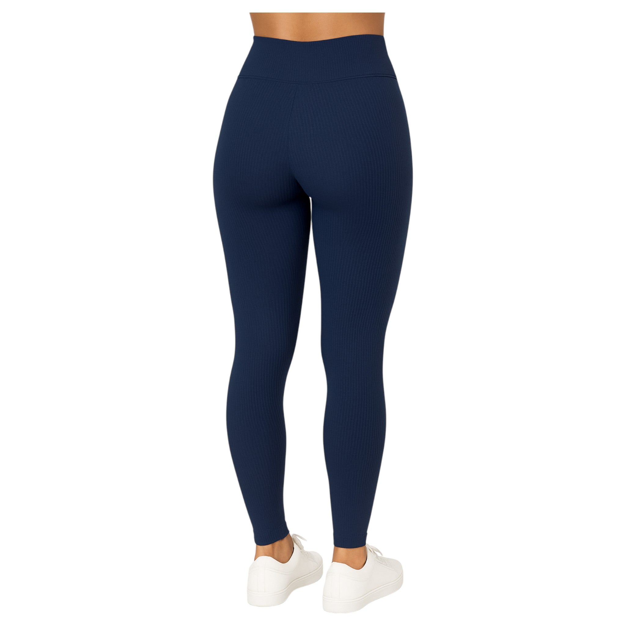 Ladies navy blue JDN ribbed fleece inner leggings – warm thermal winter leggings for women